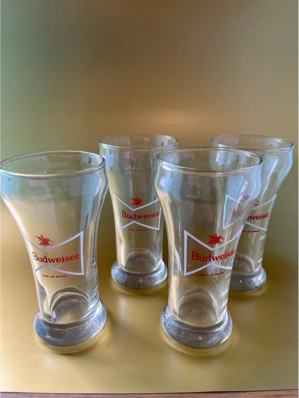 Vintage 6" Tall Budweiser Beer Glasses Set of 4